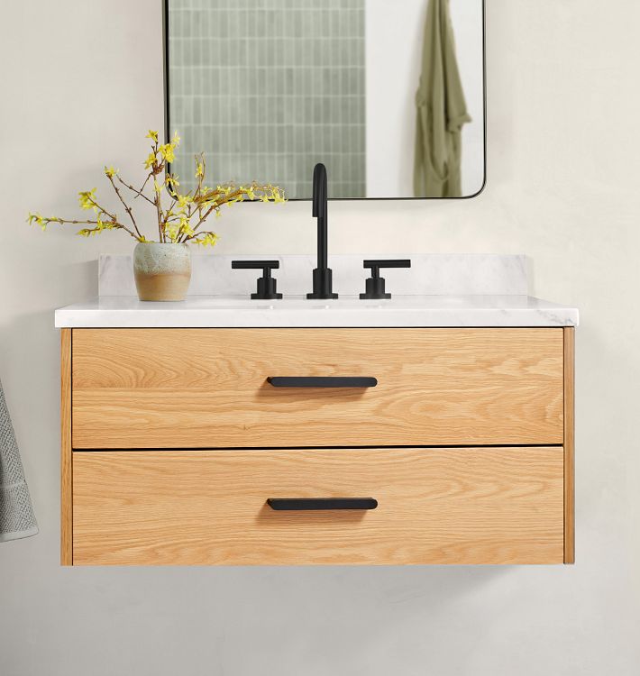35"/40" Modern Floating Bathroom Vanity Set With Single Sink  White and
