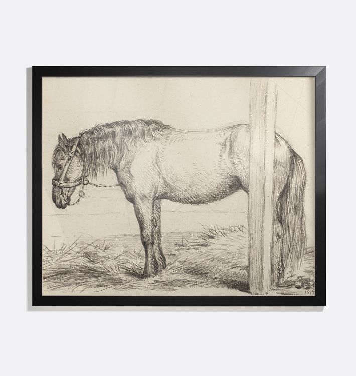Standing Horse In Stable, To the Left Framed Reproduction Wall Art Print