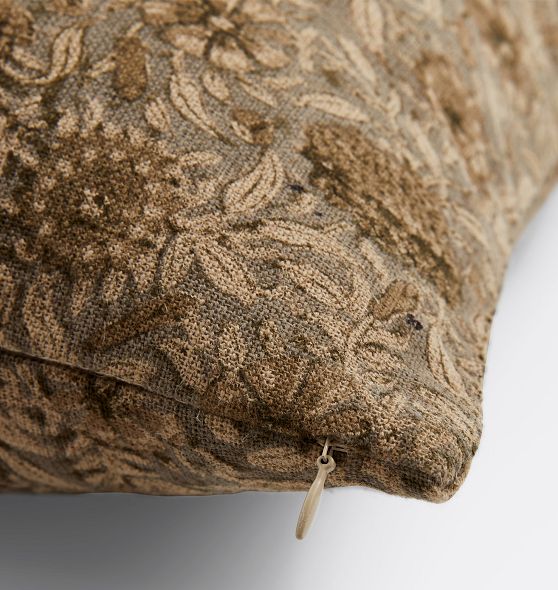 Vintage Botanical Woven Pillow - Birds and Foliage - DipaliZ main image 0