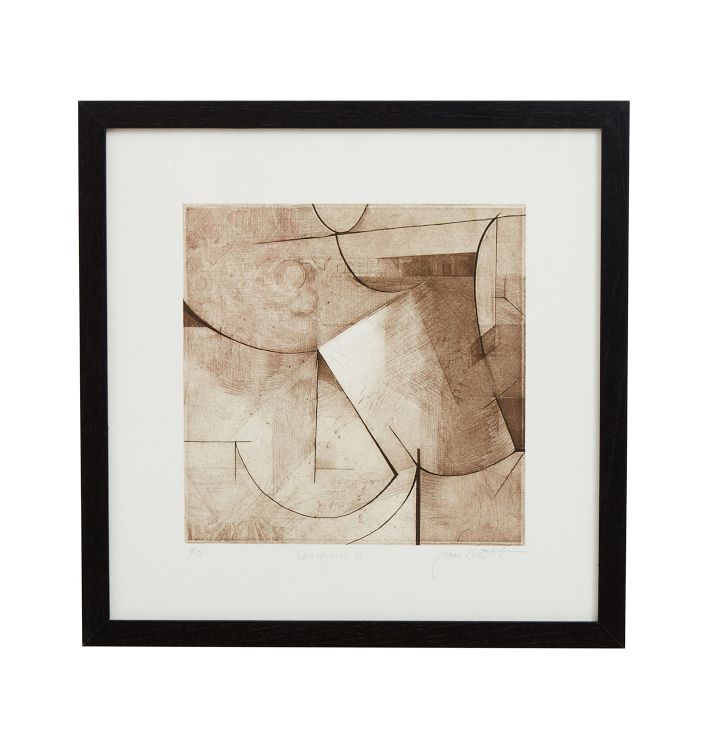 Vintage Artist-Signed Tonal Abstract Print