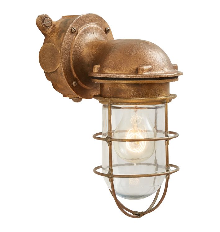Vintage Heavy-Duty Nautical Brass Cage Sconce