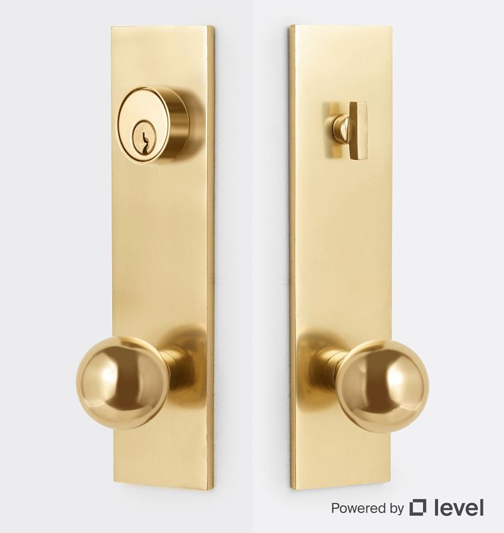 Irving Brass Knob Exterior Door Set With Level Bolt Smart Lock