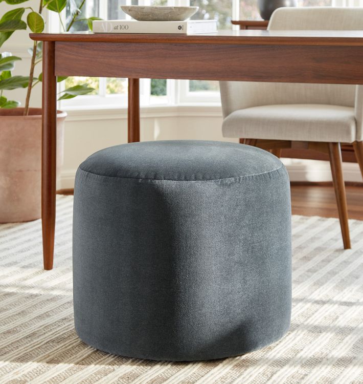 Britton 22 Round Ottoman, Key Largo Cross Weave Ash in 2023