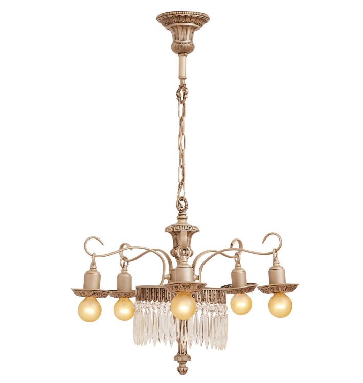 Five-Arm Classical Revival Crystal Chandelier