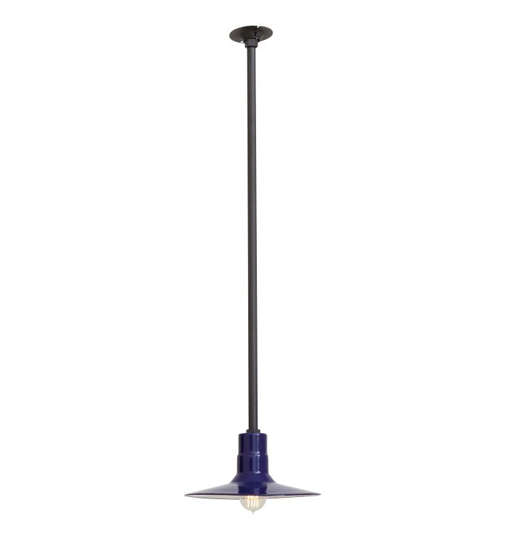 Blue Enameled Industrial Pendant with Swivel Canopy