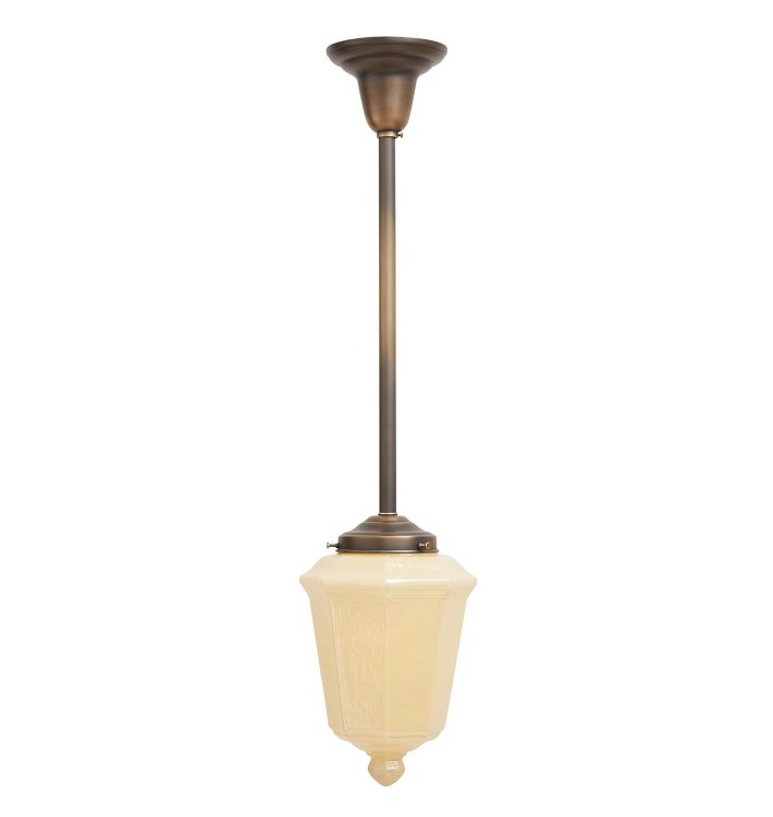 Burnished Antique Pendant With Vintage Faceted Classical Revival Shade