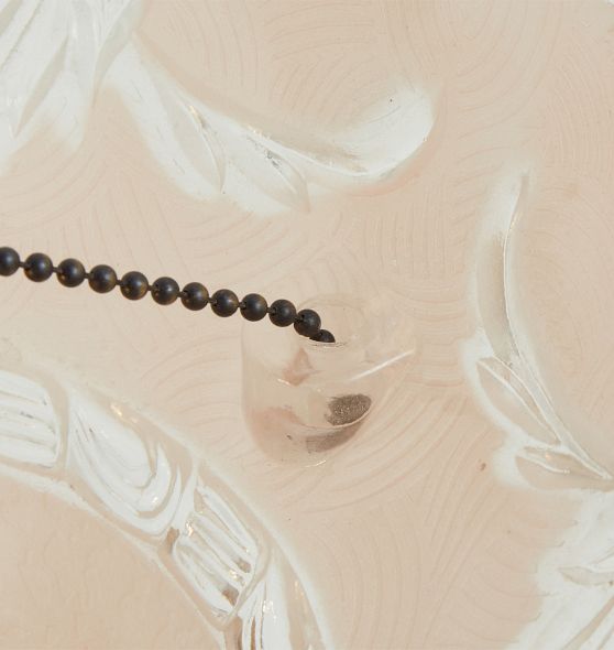 Vintage Bead Chain Fixture with ReversePainted Pressed Glass Floral