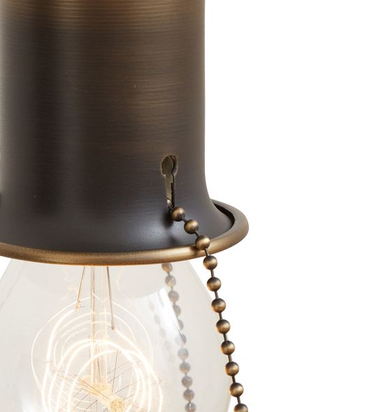 Vintage Bead Chain Fixture with Dual Opacity Pressed Glass Shade