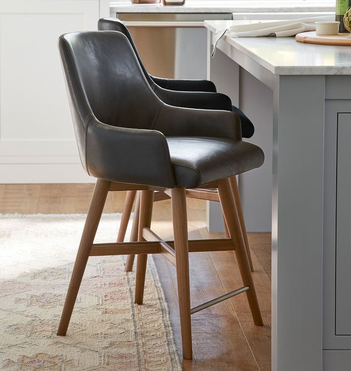 Dexter Swivel Leather Stool Rejuvenation