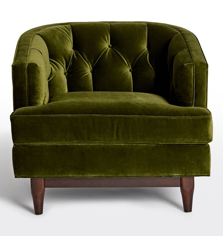 Clinton Modern Wingback Chair, Vance Velvet Harbor