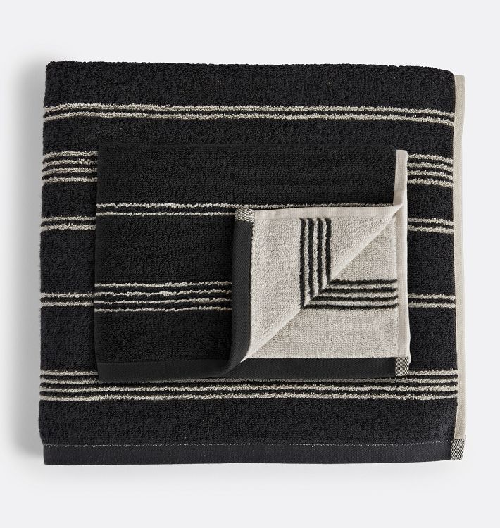 Stairs Striped Black White Hand Towel