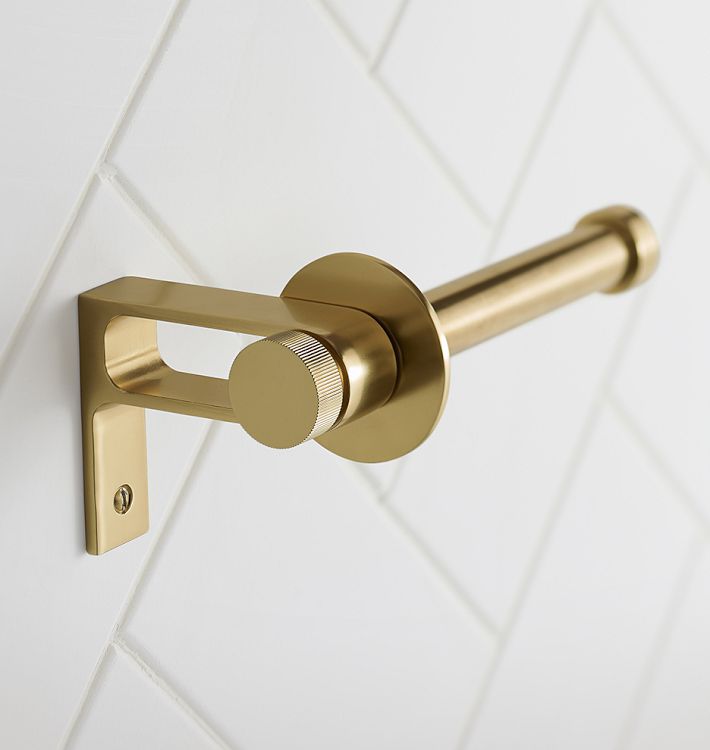 Classic Round Brushed Brass Wall-Mounted Toilet Paper Holder +