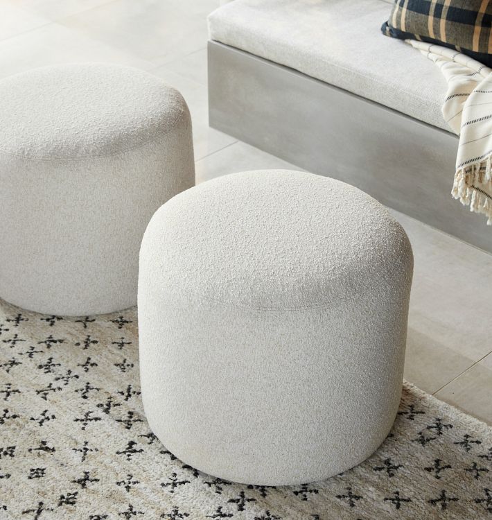 Britton 22 Round Ottoman, Key Largo Cross Weave Ash in 2023