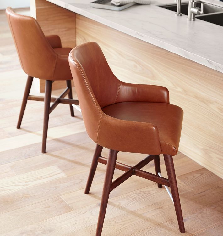 Leather counter online chairs