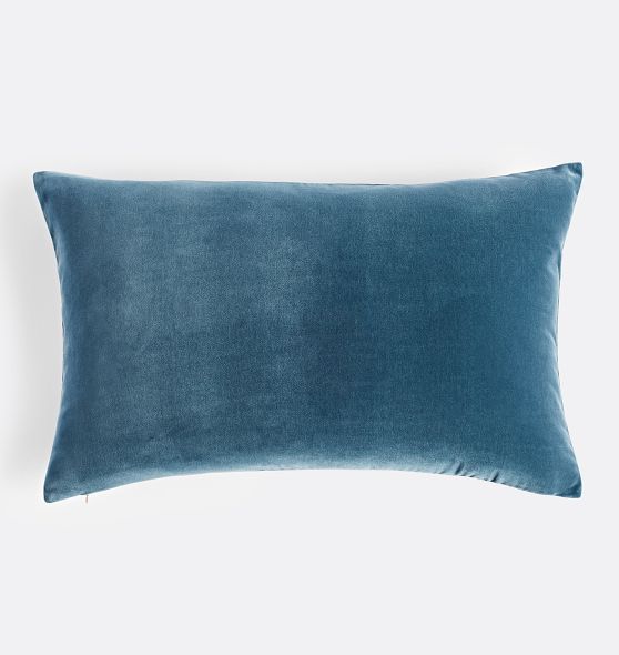 OPEN BOX Italian Velvet Pillow Cover, Avio Blue Velvet 16" x 26