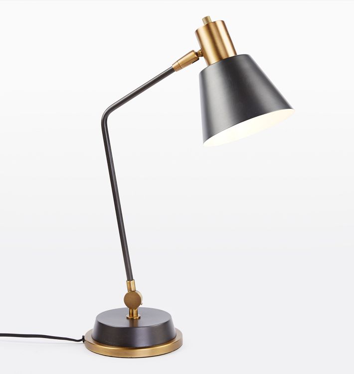 Melunar Brass Desk Lamp, Adjustable Table Lamp, Vintage Task Lamp with  Rotary Shade Adjustable Height 