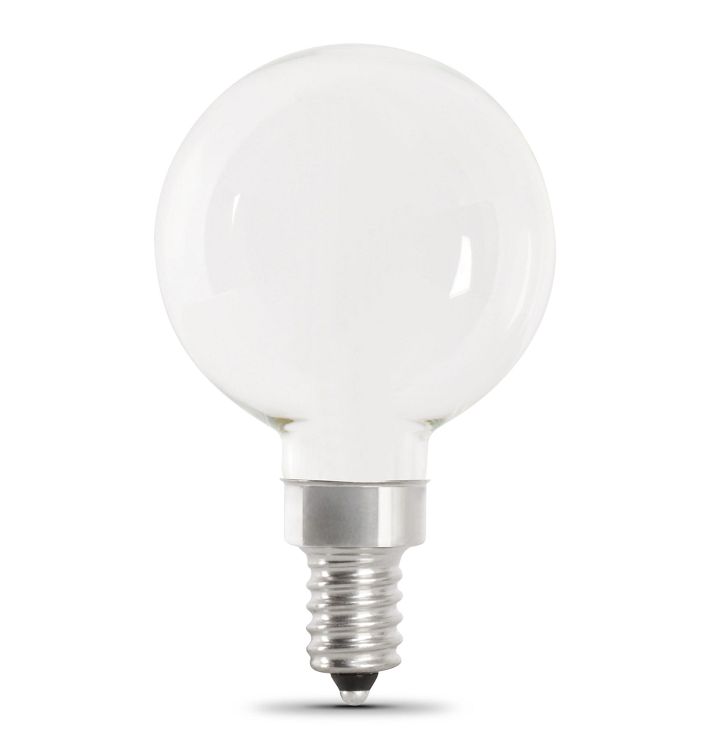 FEIT LED Filament G16.5 Frosted 5.5W 60We Bulb 2 Pack, Candelabra Base