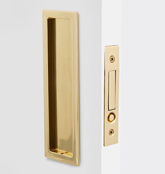 Solid Brass, Antique Brass Finish, Pocket Door Combination Pull