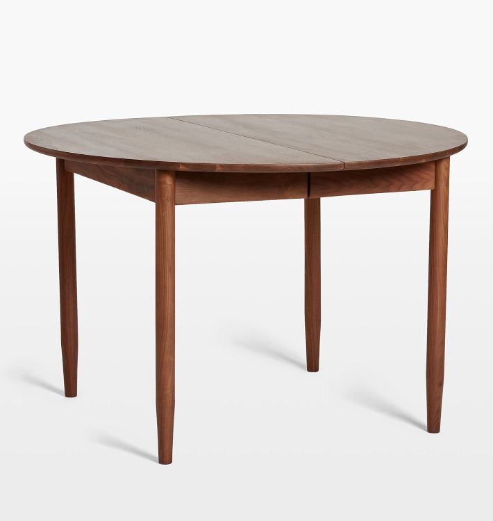 Expandable Round Walnut Dining Table, Formal
