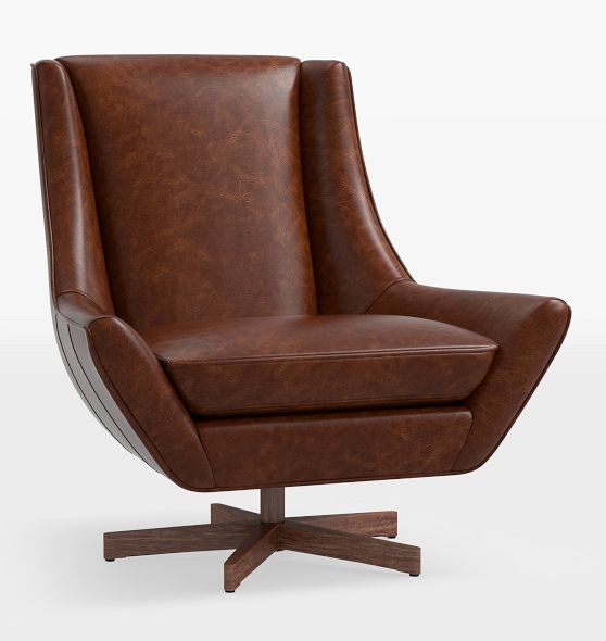 Parkrose Leather Swivel Chair - Walnut - Ellis Sahara