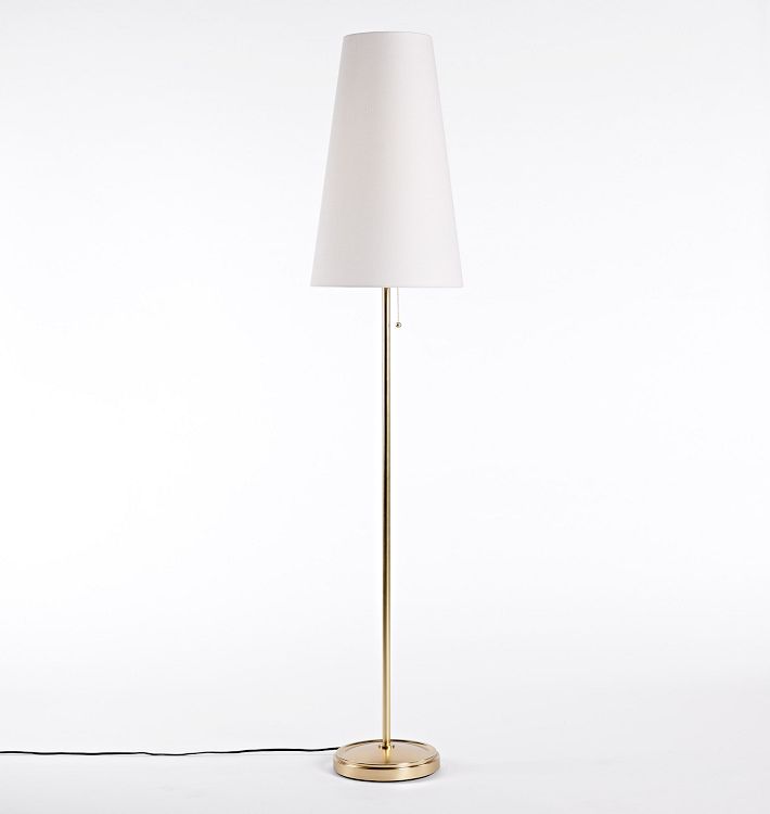 Belmont Brass Floor Lamp Grey and Gold Shade