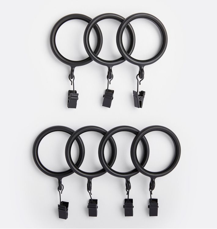 Round Metal Curtain Rings (Set Of 7) - Antique Brass
