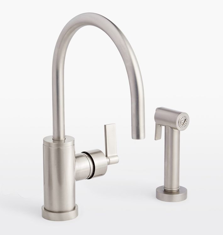 West Slope Lever Handle Single Hole Kitchen Faucet with Sprayer