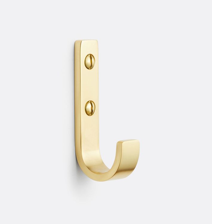 Brass J Wall Hook | Modern Brass Coat Hooks