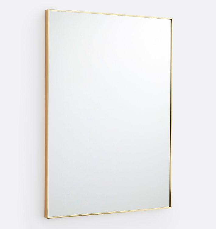 OPEN BOX: Thin Metal Frame Mirror, 30&quot;x42&quot; - Aged Brass