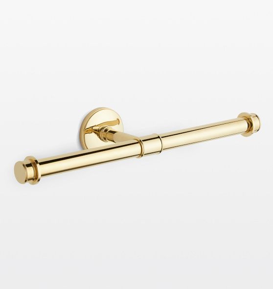 Signature Hardware 915978 Crown Wall Mounted Spring Bar Toilet Paper Holder Antique Brass Bathroom Hardware and Accessories Bathroom Hardware Toilet