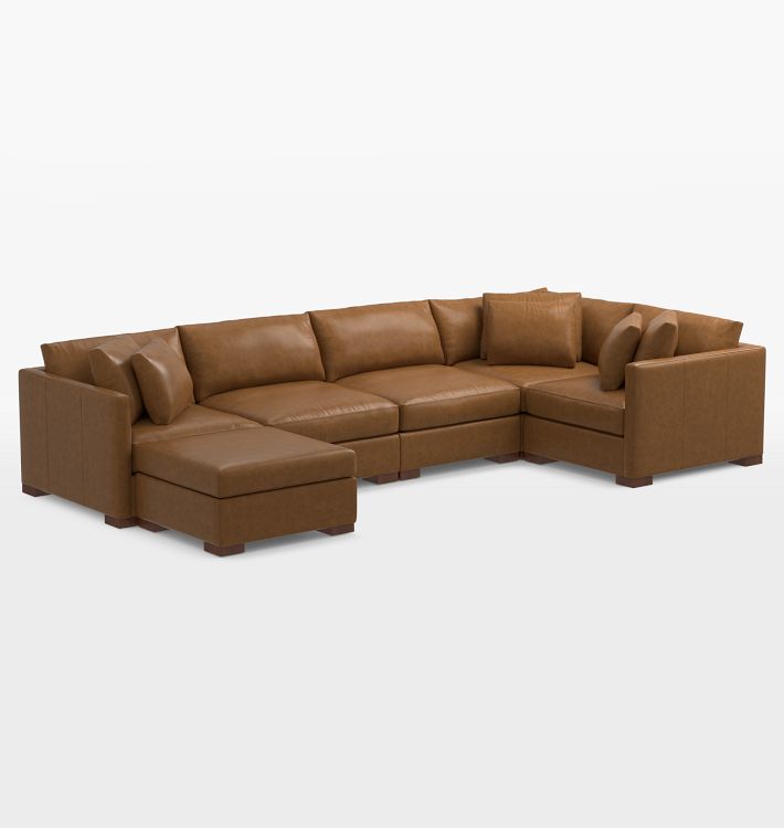 Wrenton Leather 6-Piece Sectional Sofa with Ottoman