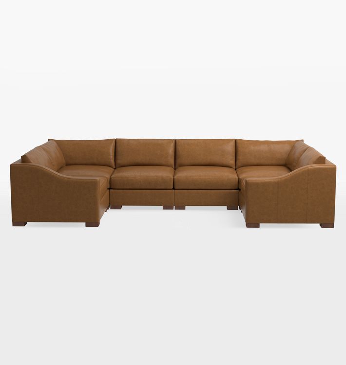 Guilford Leather 6-Piece U-Shape Sectional Sofa