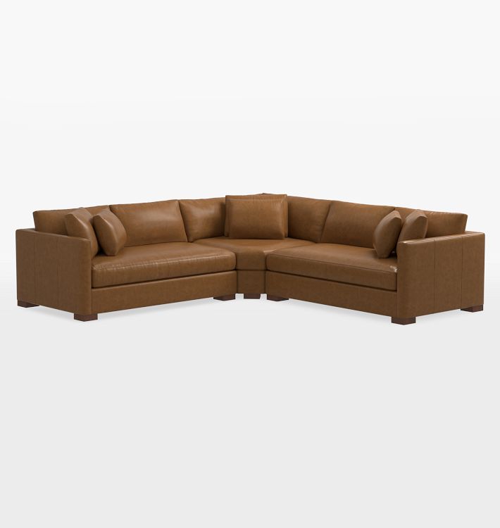 Wrenton Leather 3-Piece Double Sofa with Wedge Corner