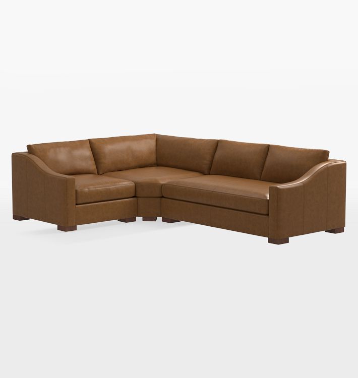 Guilford Leather 3-Piece Arm Sofa with Wedge Corner