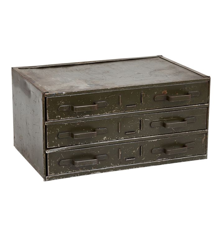 Vintage Industrial Tabletop Parts Cabinet