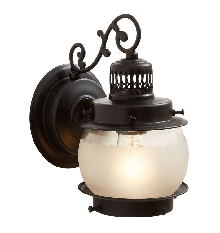 Vintage Lantern Sconce with Etched Globe Shade