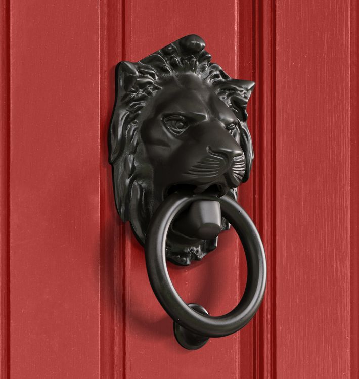 Lion Door Knocker With Ball Ring. Very Large. Cast Bronze with a Rubbed  Black Patina Finish.