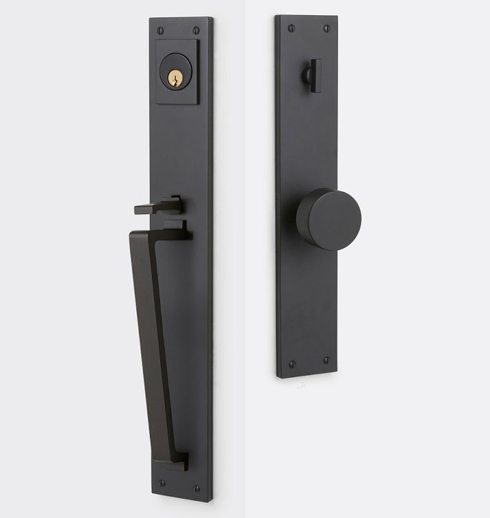Tabor D-Handle &amp; Square Knob Exterior Door Hardware Tube Latch Set