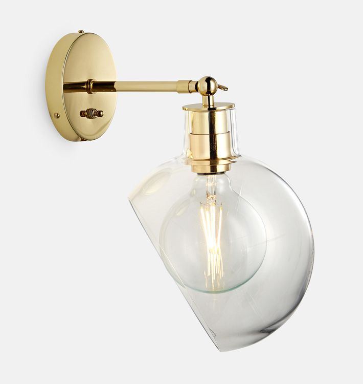 Edendale Angled Articulating Sconce, Clear Glass