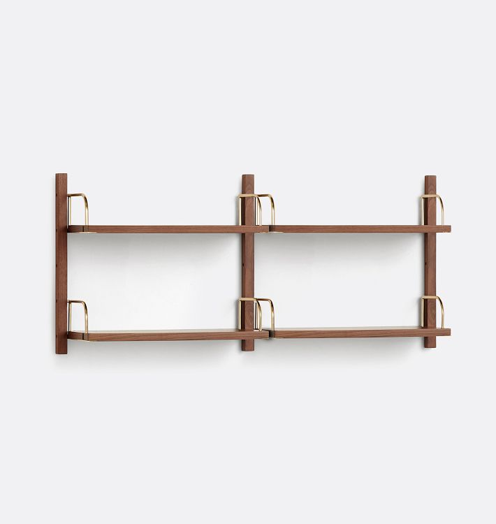 Hart Modular Walnut Double Shelf Set Of 2