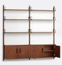 Hart Modular Walnut Double Shelving Unit with Double Cabinets