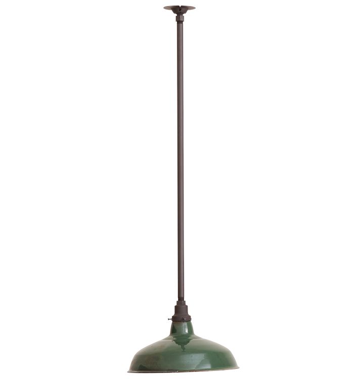 Enameled Green Industrial Pendant