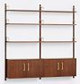 Hart Modular Walnut Double Shelving Unit with Double Cabinets