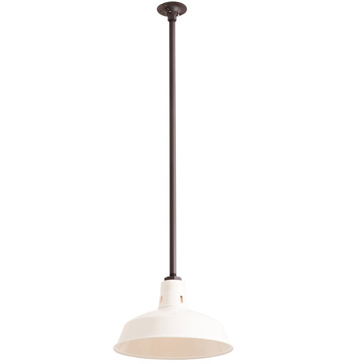 White Enameled Steel Industrial Pendant