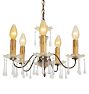 Vintage 5-Light Candle Chandelier with Crystal Drops in Original Finish