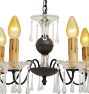Vintage 5-Light Candle Chandelier with Crystal Drops