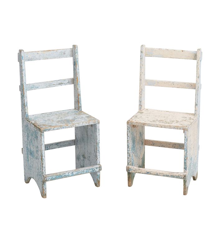 Pair of Vintage Rustic Painted Chairs