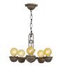 Vintage Romance Revival Bare Bulb Chandelier with Faux-Hammered Finish