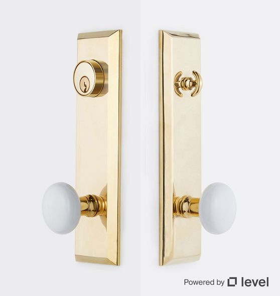 Trask Brass Knob Exterior Door Set With Level Bolt Smart Lock