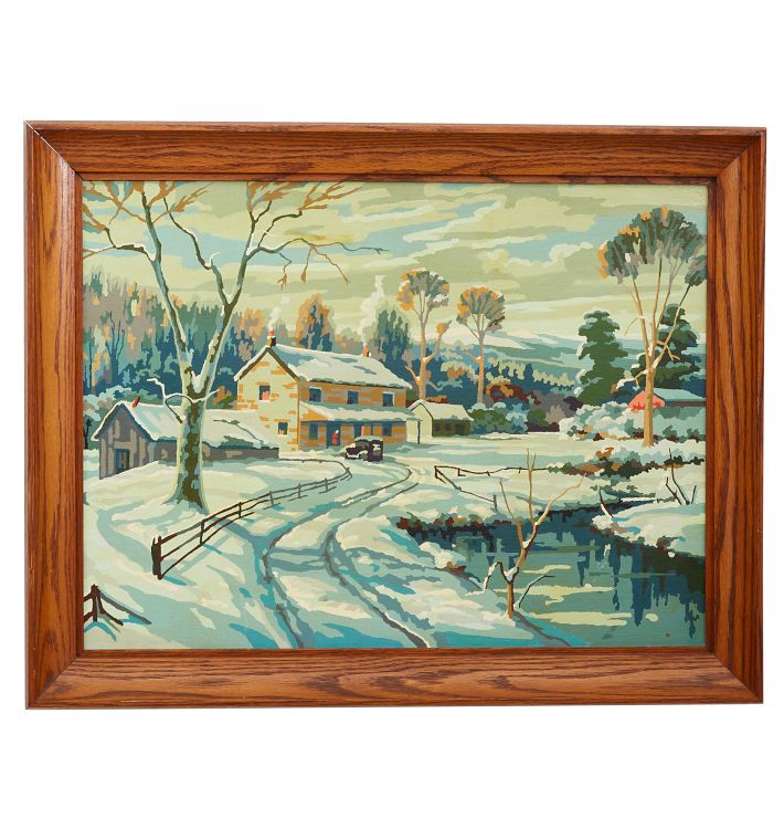Paint by Numbers of a Snowy Farm Scene